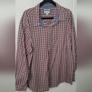 Haggar Men's Casual Button Down Shirt - Red and Blue Checkered